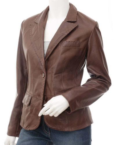 Women Leather Blazer