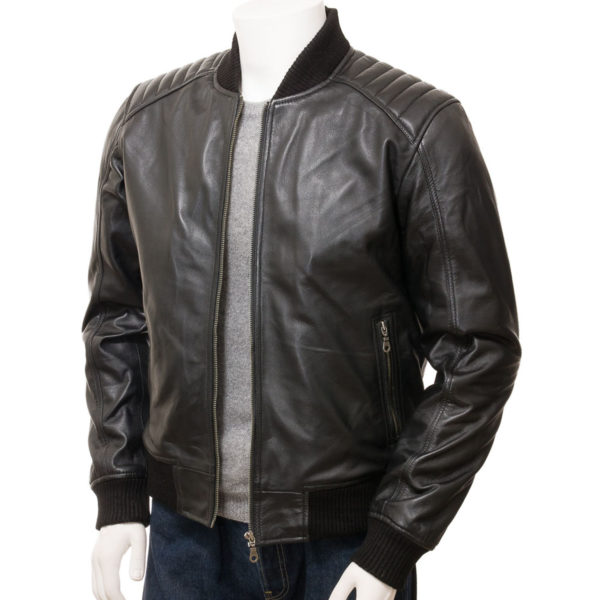 Men's Leather Bomber Jacket