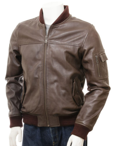 Men's Leather Bomber Jacket