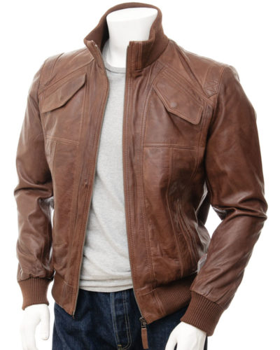 Men's Leather Bomber Jacket