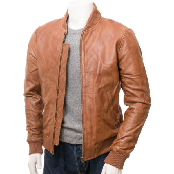 Men's Leather Bomber Jacket