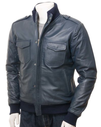 Men's Leather Bomber Jacket