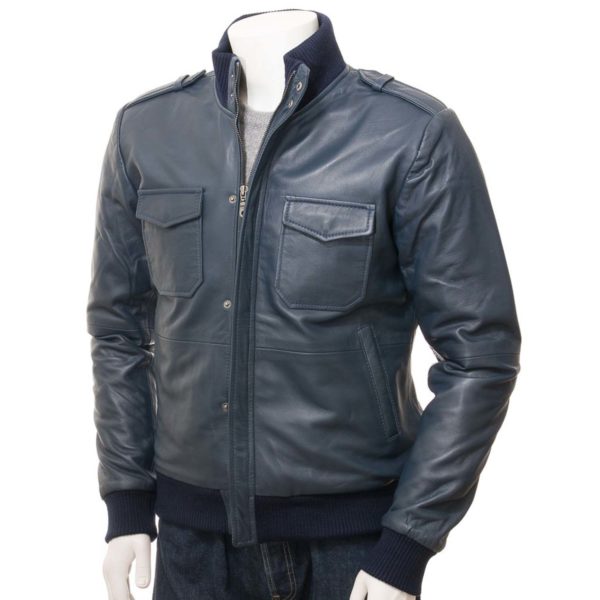 Men's Leather Bomber Jacket