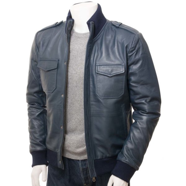 Men's Leather Bomber Jacket