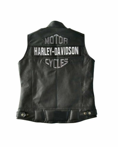 Men's Real Leather Harley Davidson Vest Cafe Racer Upper